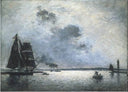 Honfleur, Sunrise at Harbour Entry by Johan Jongkind — seascapes oil painting wall art, Realism