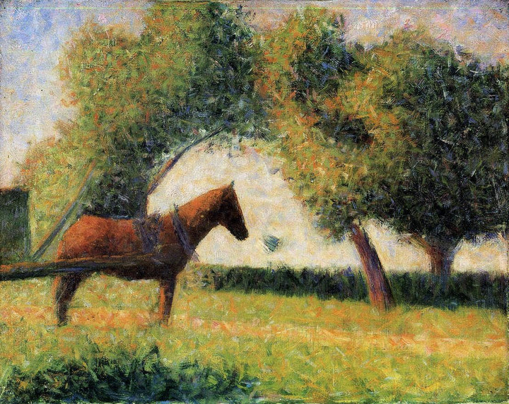 Horse and cart by Georges Seurat — hand-painted animal oil painting reproduction on canvas