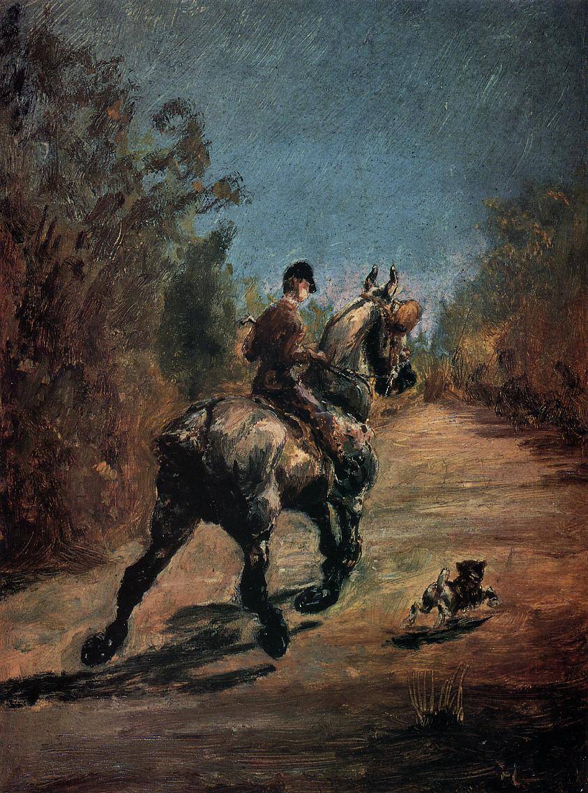 Horse and Rider with a Little Dog - Henri de Toulouse-Lautrec