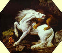 Horse Attacked by a Lion by George Stubbs — hand-painted animal oil painting reproduction on canvas
