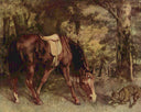 Horse in the Woods by Gustave Courbet — hand-painted animal oil painting reproduction on canvas