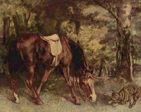 Horse in the Woods by Gustave Courbet — hand-painted animal oil painting reproduction on canvas