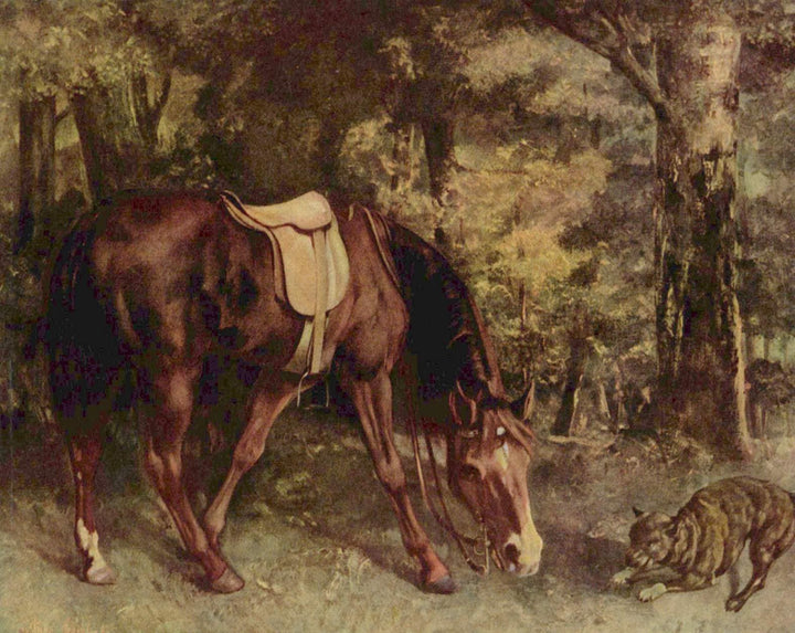 Horse in the Woods by Gustave Courbet — hand-painted animal oil painting reproduction on canvas