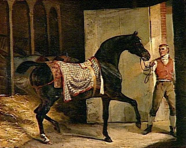 Horse leaving a Stable by Théodore Géricault — hand-painted animal oil painting reproduction on canvas