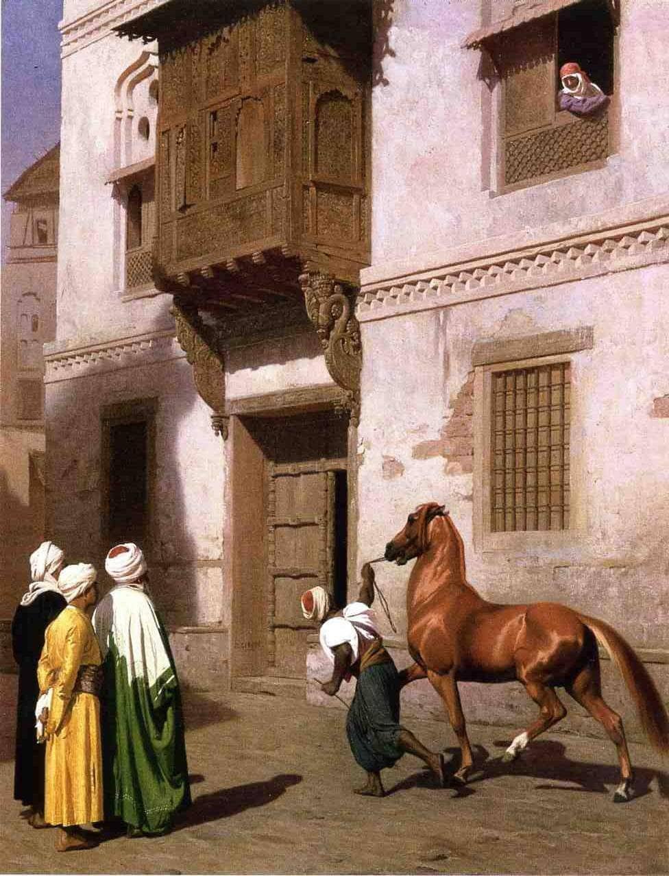 Horse Merchant in Cairo by Jean-Leon Gerome — hand-painted animal oil painting reproduction on canvas