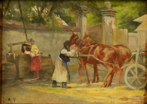 Horses in Harness - August von Pettenkofen