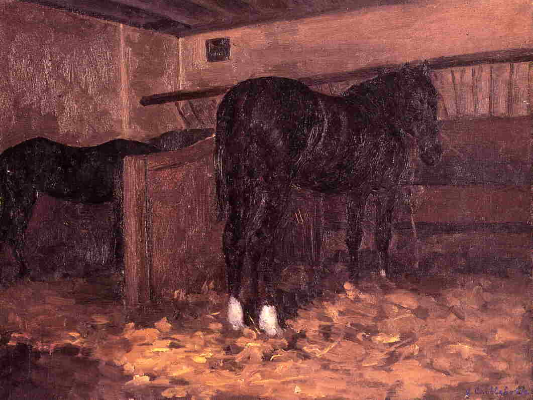 Horses in the Stable - Gustave Caillebotte