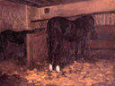 Horses in the Stable by Gustave Caillebotte — hand-painted animal oil painting reproduction on canvas