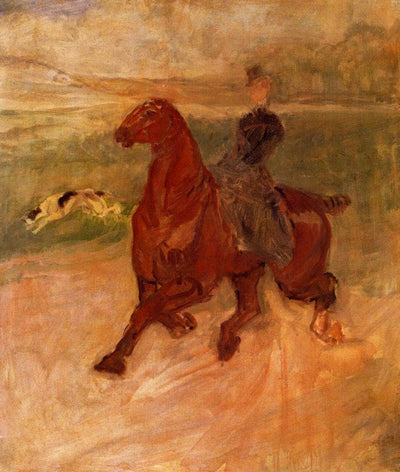 Horsewoman and Dog in living room