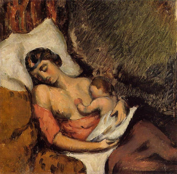 Hortense Breast Feeding Paul - Paul Cezanne