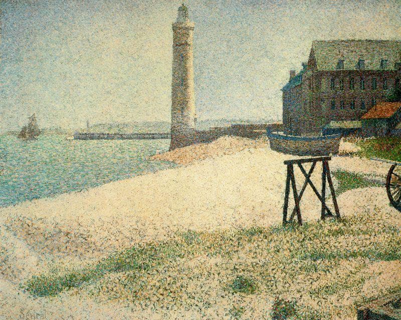 Hospice and Lighthouse, Honfleur by Georges Seurat — hand-painted architectural oil painting reproduction on canvas