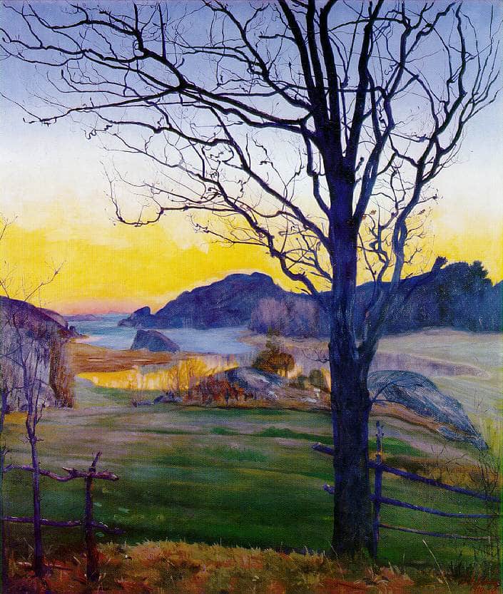 Høstlandskap by Harald Sohlberg — hand-painted botanical oil painting reproduction on canvas