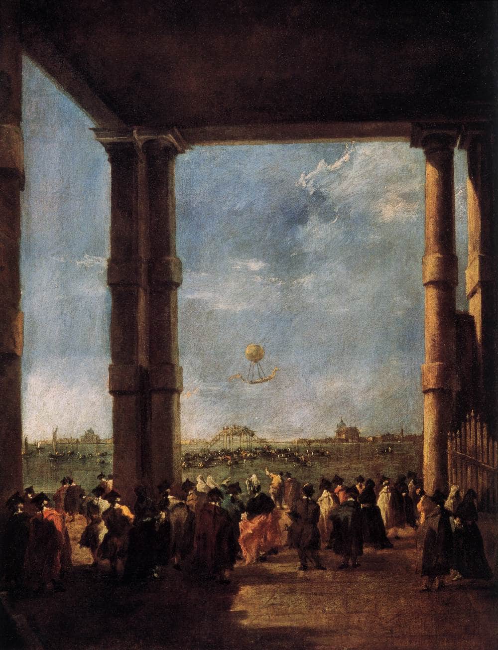 Hot Air Balloon Rising by Francesco Guardi — hand-painted cultural oil painting reproduction on canvas