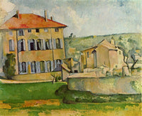 House and Farm at Jas de Bouffan by Paul Cezanne — hand-painted architectural oil painting reproduction on canvas