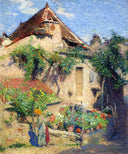 House and Garden at Saint-Cirq-Lapopie by Henri Martin — hand-painted architectural oil painting reproduction on canvas