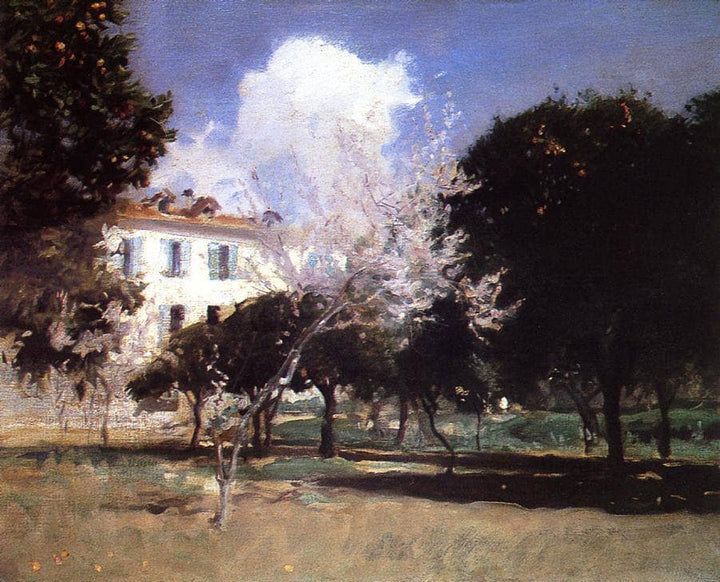 House and Garden by John Singer Sargent — hand-painted architectural oil painting reproduction on canvas