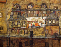 House on a River (Old House I) by Egon Schiele — hand-painted architectural oil painting reproduction on canvas