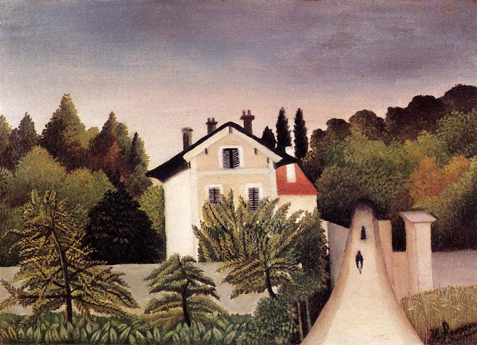 House on the Outskirts of Paris by Henri Rousseau — hand-painted architectural oil painting reproduction on canvas