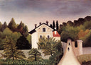 House on the Outskirts of Paris by Henri Rousseau — hand-painted architectural oil painting reproduction on canvas