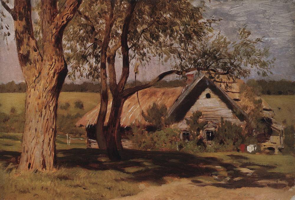 House with broom trees. - Isaac Levitan