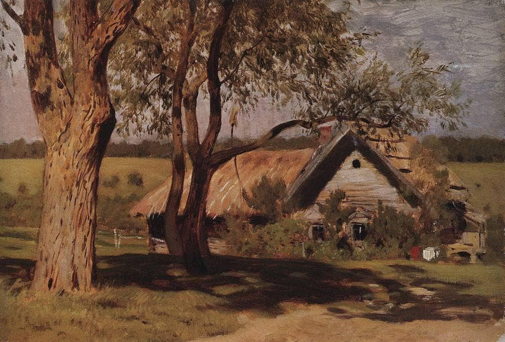 House with broom trees. by Isaac Levitan — hand-painted botanical oil painting reproduction on canvas
