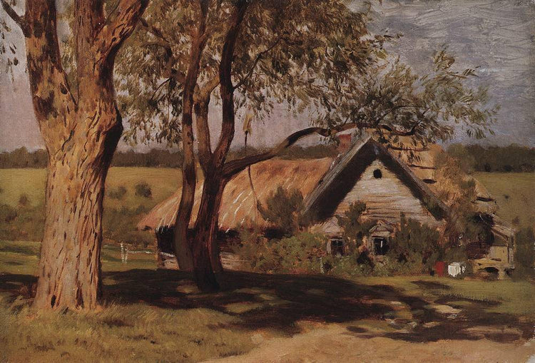 House with broom trees. - Isaac Levitan