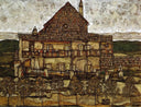 House with Shingles by Egon Schiele — hand-painted architectural oil painting reproduction on canvas