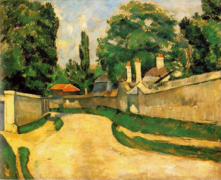 Houses Along a Road by Paul Cezanne — hand-painted botanical oil painting reproduction on canvas