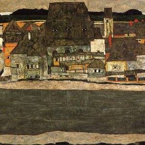 Houses by the River (The Old City) by Egon Schiele — Oil Painting Reproduction