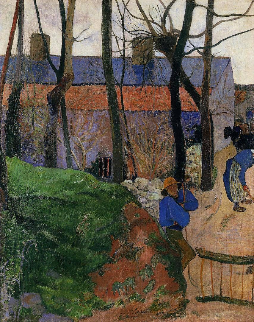 Houses in le Pouldu by Paul Gauguin — hand-painted botanical oil painting reproduction on canvas