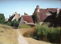 Houses near Orleans by Camille Corot — hand-painted landscape oil painting reproduction on canvas