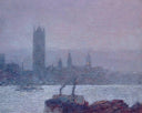 Houses of Parliament, Early Evening by Childe Hassam — hand-painted architectural oil painting reproduction on canvas
