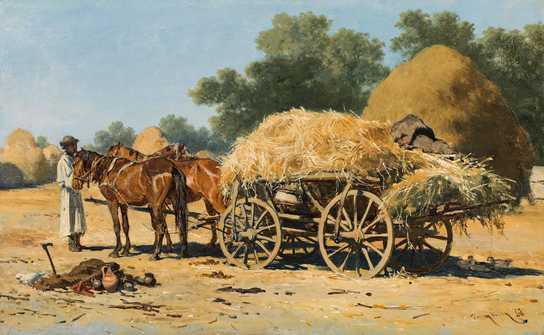 Hungarian Hay Cards by August von Pettenkofen — hand-painted landscape oil painting reproduction on canvas