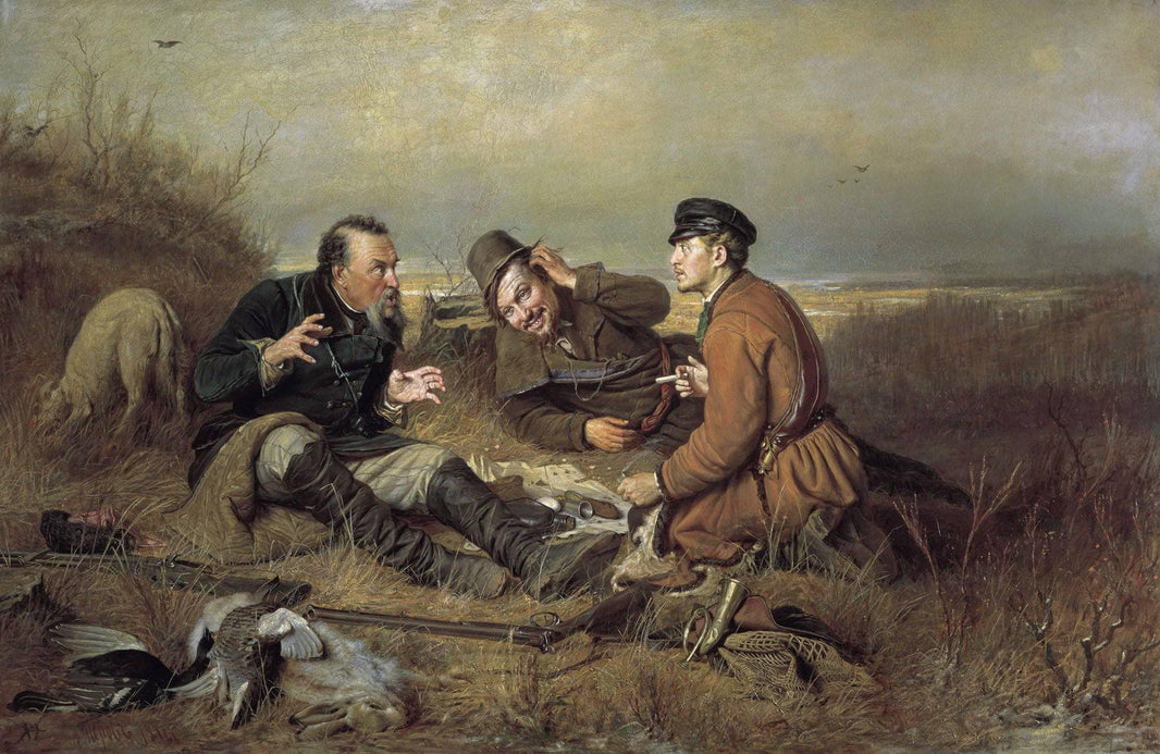 Hunters at rest by Vasily Perov — hand-painted portrait oil painting reproduction on canvas