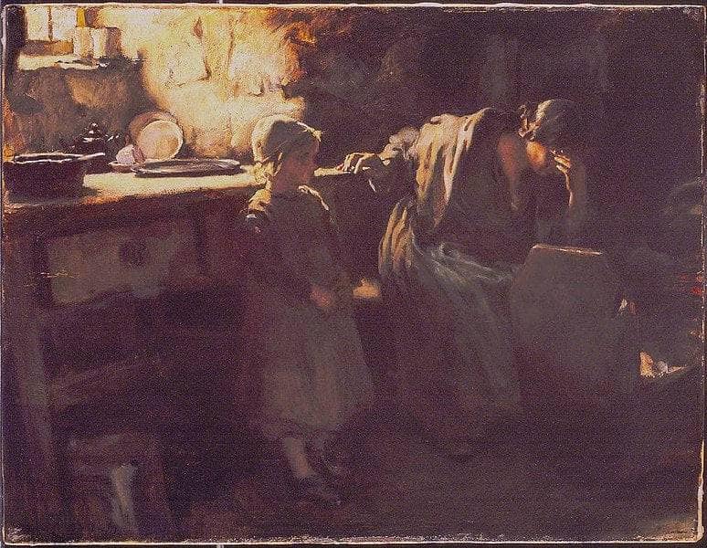 Hushed by Frank Holl — hand-painted still oil painting reproduction on canvas