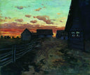 Huts after sunset by Isaac Levitan — hand-painted landscape oil painting reproduction on canvas