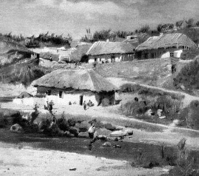 Huts in summer day in study