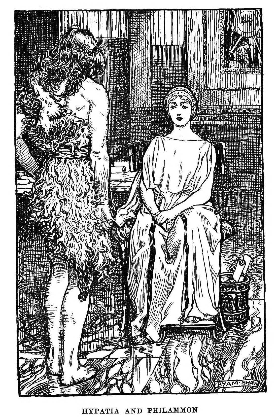 Hypatia and Philammon. Illustration from a 1914 Edition of Charles Kingsley's 1853 Novel Hypatia