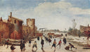 Ice on the moat entertainment by Esaias van de Velde — city oil painting wall art, Baroque