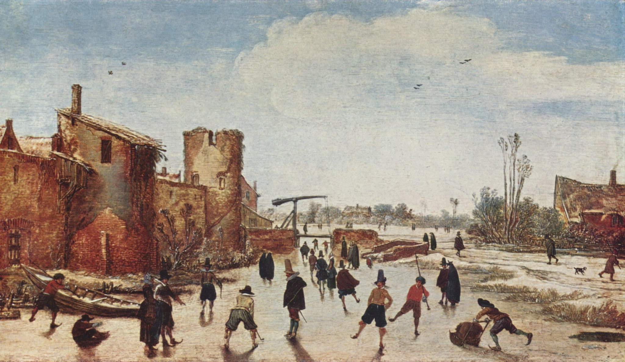 Ice on the moat entertainment - Esaias van de Velde