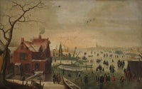 Ice Skating by Hendrick Avercamp — hand-painted cultural oil painting reproduction on canvas