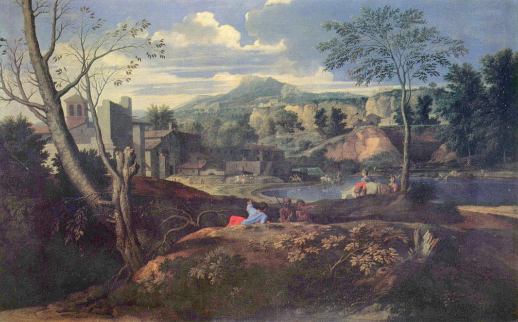 Ideal Landscape by Nicolas Poussin — hand-painted botanical oil painting reproduction on canvas
