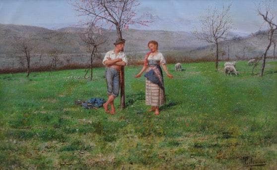 Idillio Campestre by Pasquale Celommi — hand-painted landscape oil painting reproduction on canvas