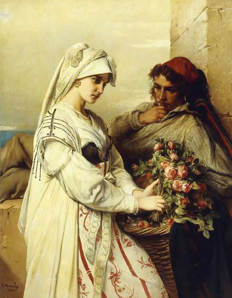 Idyll (The rose seller) - Jean-François Portaels