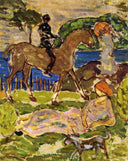 Idyllic Landscape by Maurice Prendergast — seascapes oil painting wall art, Post Impressionism
