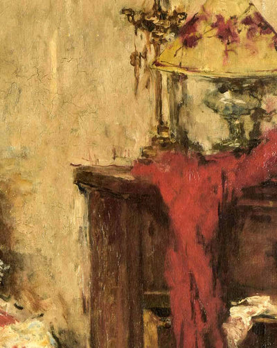 The female mender in apartment