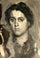 Monochrome female portrait in bedroom