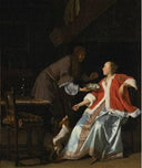 The Oyster Meal by Jacob Ochtervelt — male oil painting wall art, Baroque