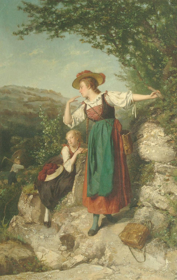 Two ladies resting on a rocky pathway