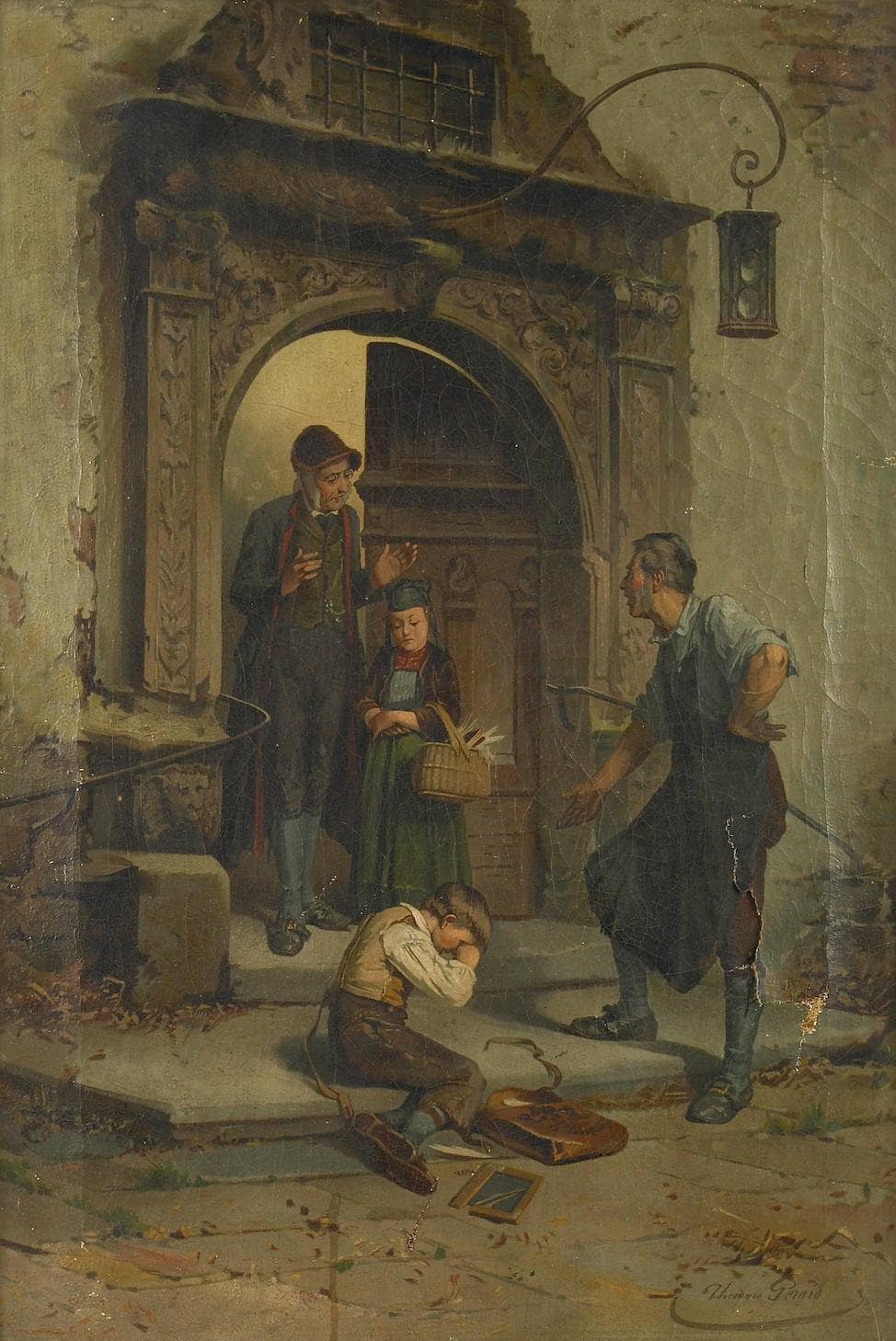 The lad is sorry by Theodore Gerard — hand-painted architectural oil painting reproduction on canvas